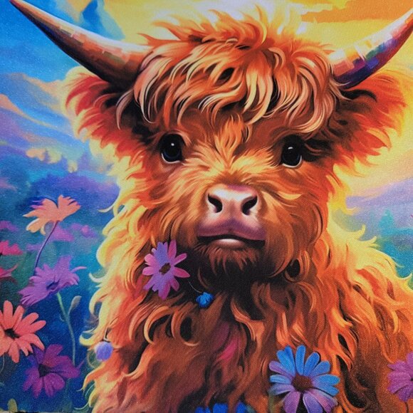 Baby Highland Cow Floral Computer Non Slip Custom Mouse Pad Handmade - Picture 7 of 10